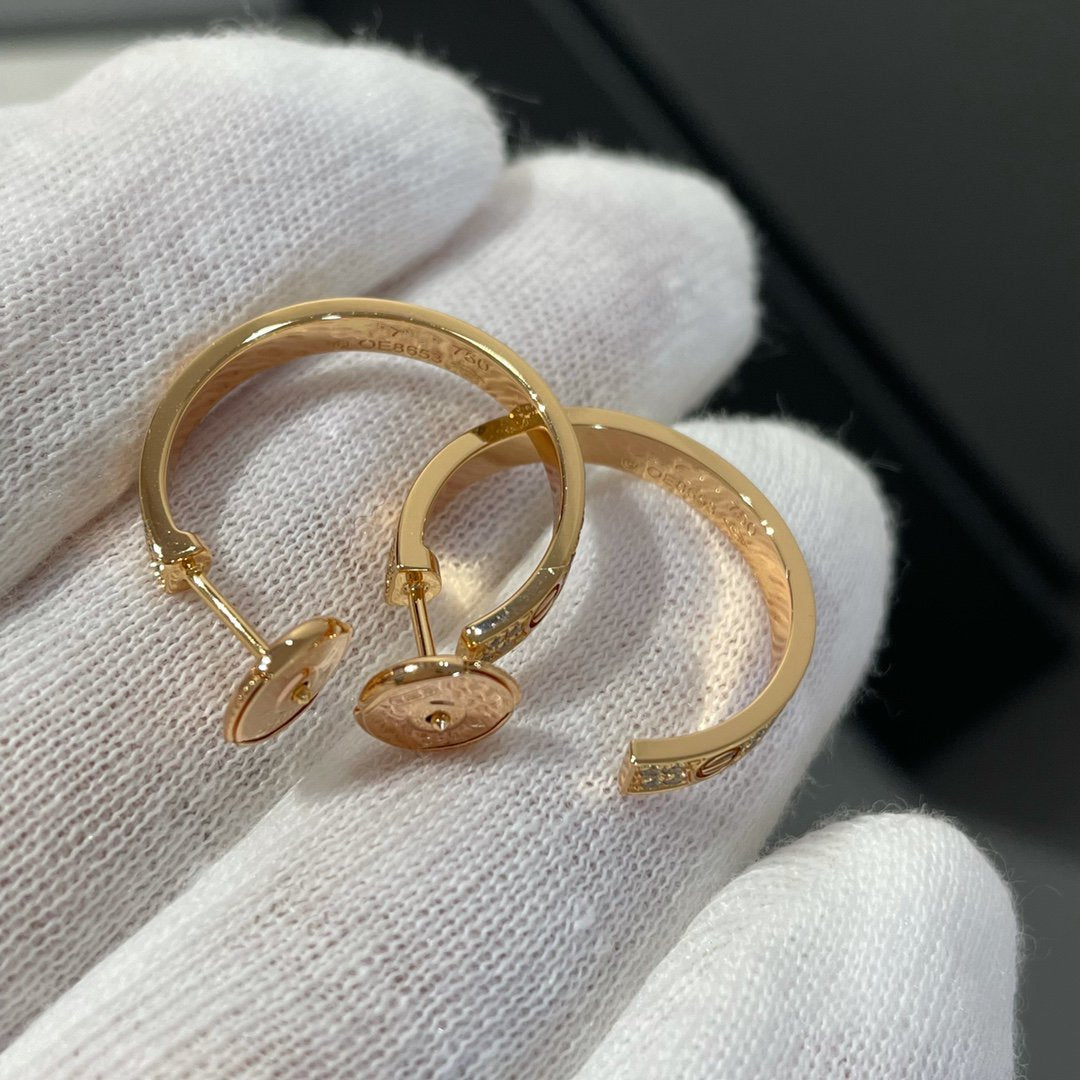 LUXEIFY LOVE DIAMOND PINK GOLD HOOP EARRINGS
