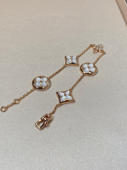 LUXEIFY STAR AND SUN 5 MOTIF MOP PINK GOLD BRACELET