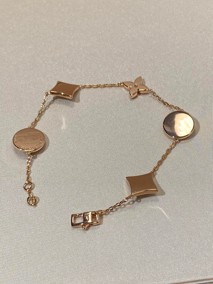 LUXEIFY STAR AND SUN 5 MOTIF MOP PINK GOLD BRACELET