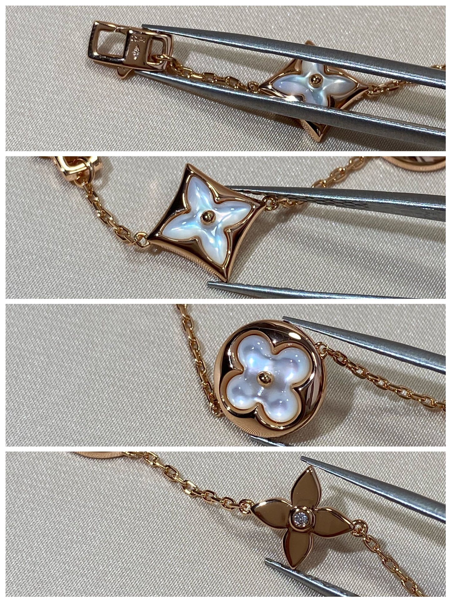 LUXEIFY STAR AND SUN 5 MOTIF MOP PINK GOLD BRACELET