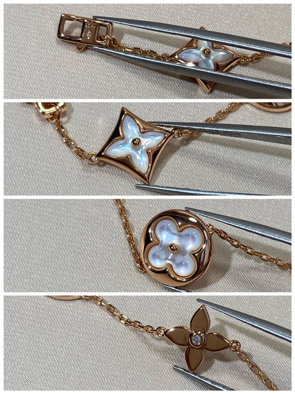 LUXEIFY STAR AND SUN 5 MOTIF MOP PINK GOLD BRACELET