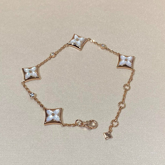 LUXEIFY STAR 4 MOTIF MOP DIAMOND PINK GOLD BRACELET