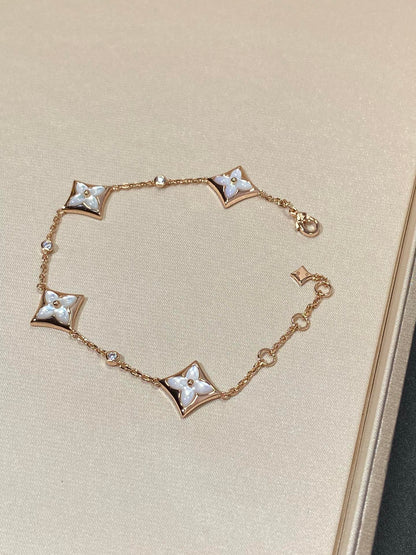 LUXEIFY STAR 4 MOTIF MOP DIAMOND PINK GOLD BRACELET