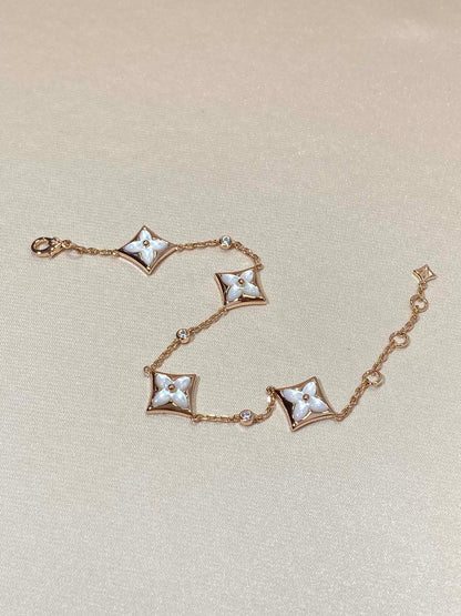 LUXEIFY STAR 4 MOTIF MOP DIAMOND PINK GOLD BRACELET