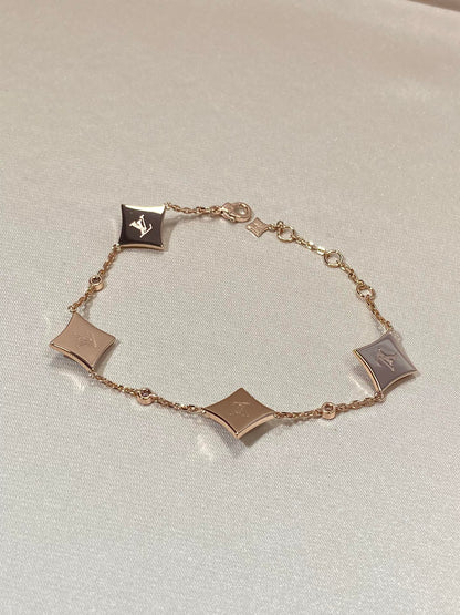 LUXEIFY STAR 4 MOTIF MOP DIAMOND PINK GOLD BRACELET