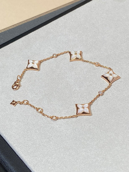 LUXEIFY STAR 4 MOTIF MOP DIAMOND PINK GOLD BRACELET