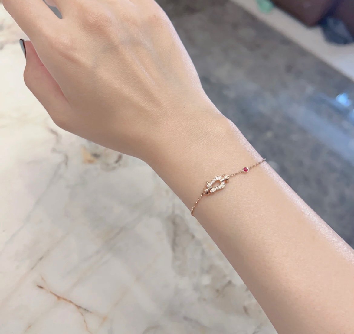LUXEIFY FORCE 10 DIAMOND CHAIN LINK PINK GOLD BRACELET