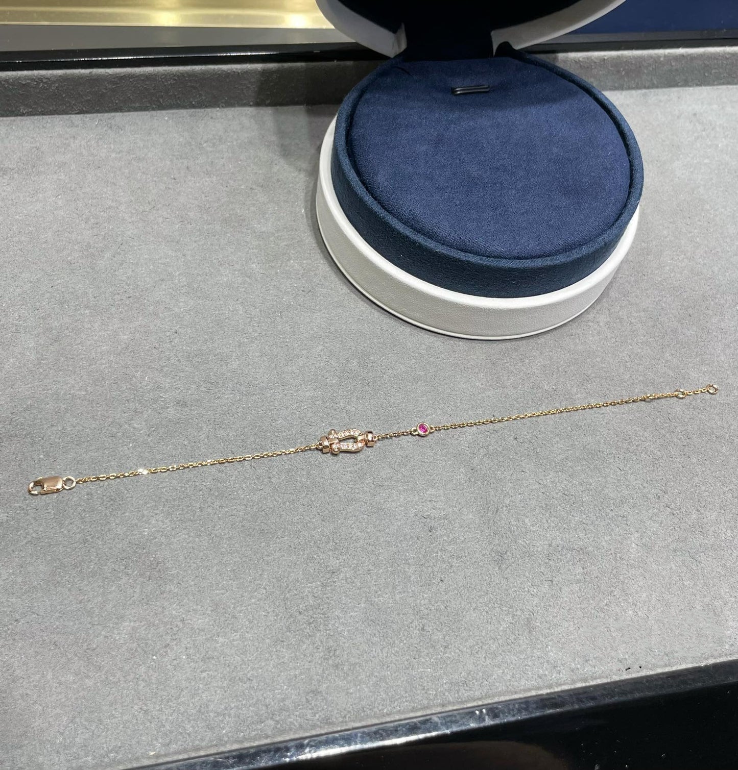 LUXEIFY FORCE 10 DIAMOND CHAIN LINK PINK GOLD BRACELET