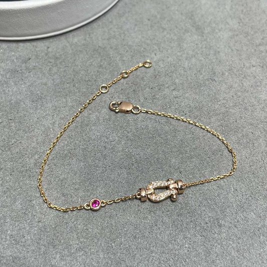 LUXEIFY FORCE 10 DIAMOND CHAIN LINK PINK GOLD BRACELET