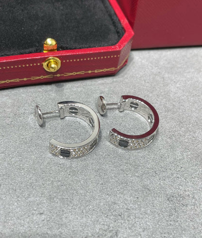LUXEIFY LOVE CERAMIC DIAMOND PAVED SILVER EARRINGS