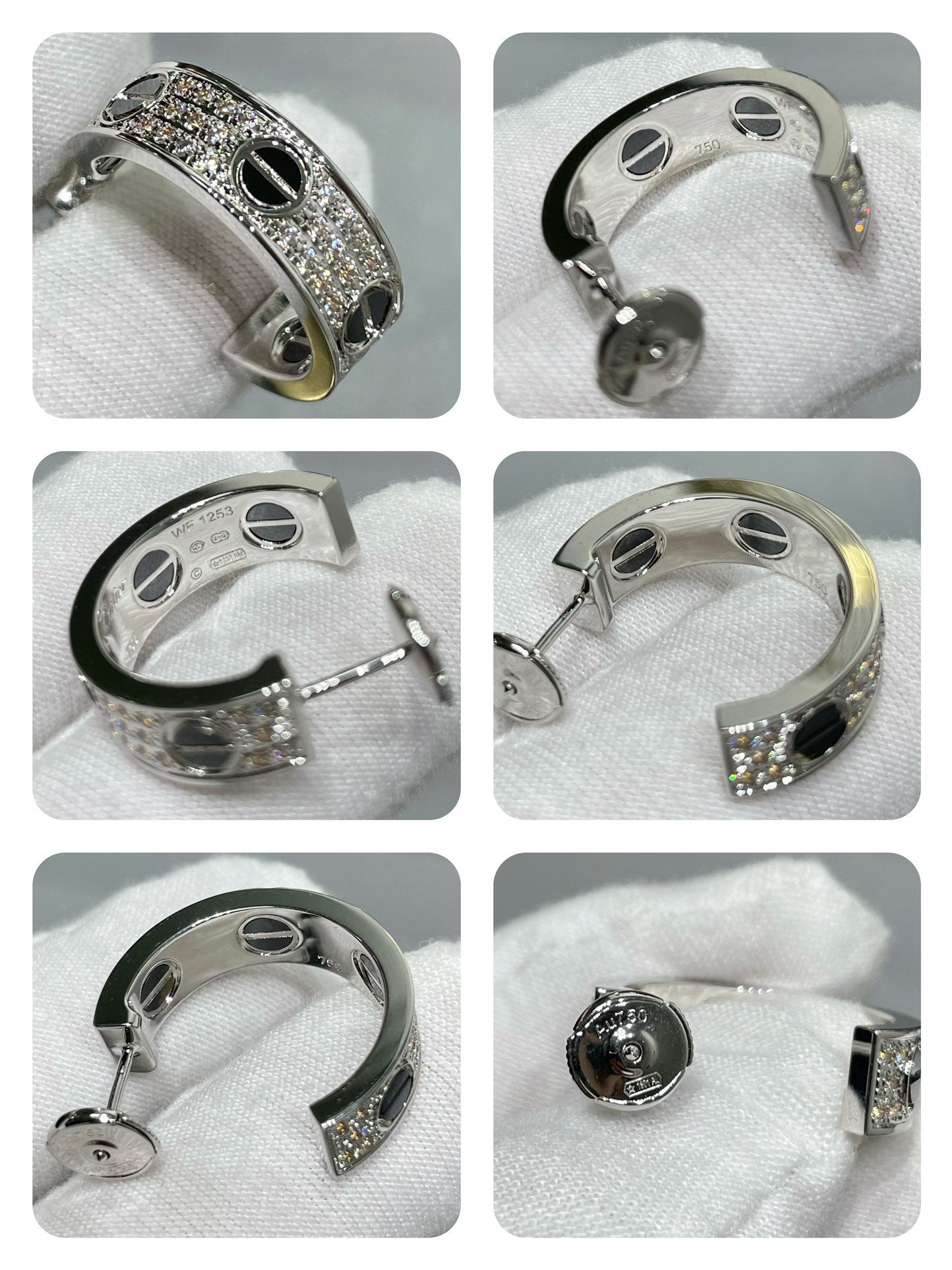 LUXEIFY LOVE CERAMIC DIAMOND PAVED SILVER EARRINGS