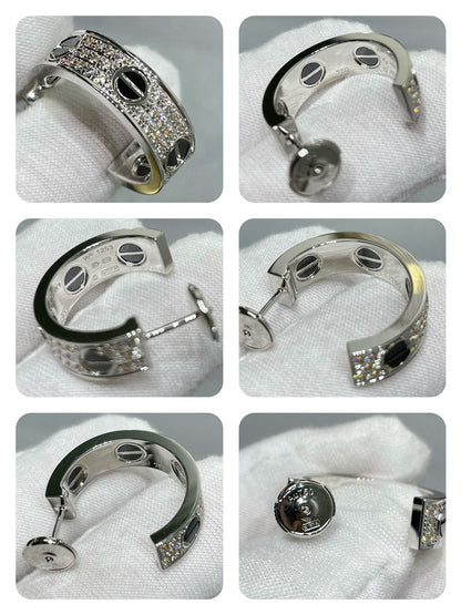 LUXEIFY LOVE CERAMIC DIAMOND PAVED SILVER EARRINGS