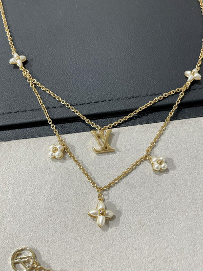 COLLAR DE DOBLE HILERA LUXEIFY FLOWERGRAM GOLD MOP