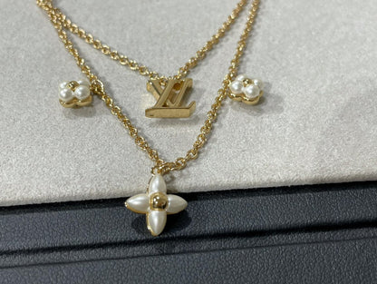 COLLAR DE DOBLE HILERA LUXEIFY FLOWERGRAM GOLD MOP