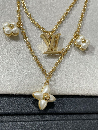 COLLAR DE DOBLE HILERA LUXEIFY FLOWERGRAM GOLD MOP