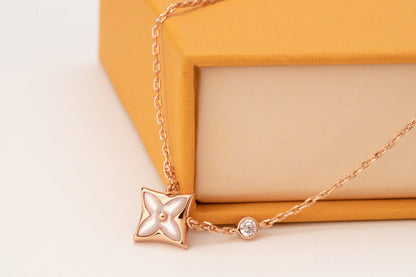 LUXEIFY STAR PINK MOP 1 DIAMOND PINK GOLD NECKLACE