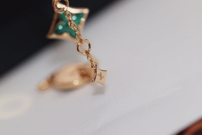 LUXEIFY STAR AND SUN 4 MOTIF PINK GOLD MALACHITE BRACELET