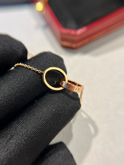 LUXEIFY LOVE NECKLACE DOUBLE RING PINK GOLD