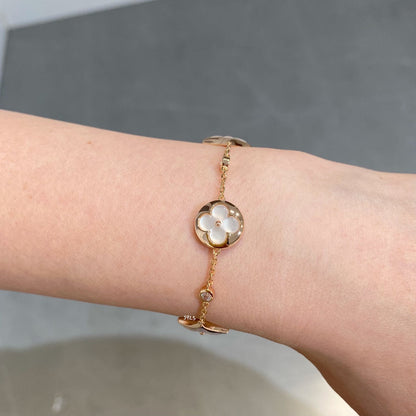 LUXEIFY STAR AND SUN 4 MOTIF WHITE MOP PINK GOLD BRACELET