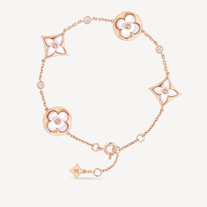 LUXEIFY STAR AND SUN 4 MOTIF WHITE MOP PINK GOLD BRACELET