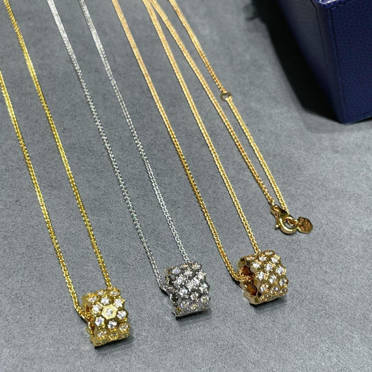 LUXEIFY BEE LOVE DIAMOND PAVED 3 ROW NECKLACE