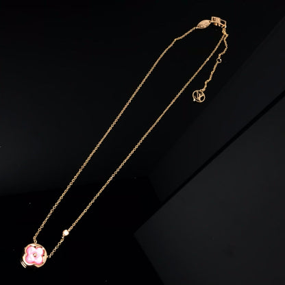 LUXEIFY COLOR BLOSSOM PINK MOP SUN GOLD NECKLACE