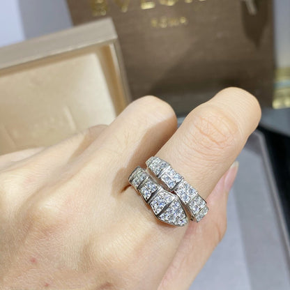 LUXEIFY SERPENTI RING SILVER DIAMOND PAVED