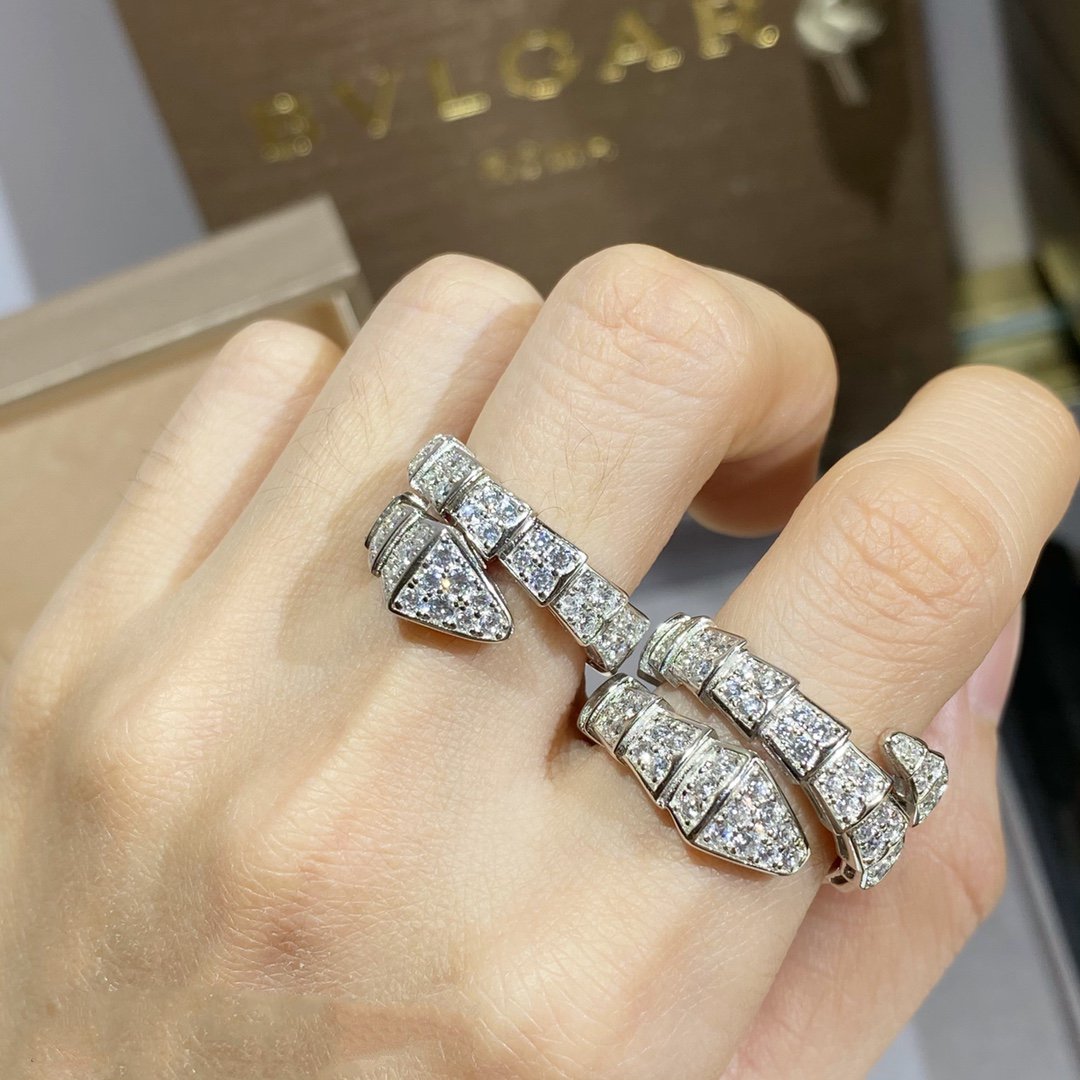 LUXEIFY SERPENTI RING SILVER DIAMOND PAVED