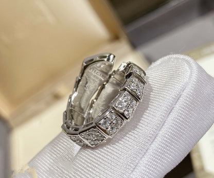 LUXEIFY SERPENTI RING SILVER DIAMOND PAVED