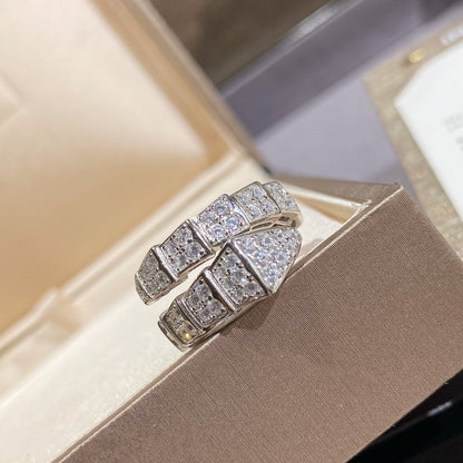 LUXEIFY SERPENTI RING SILVER DIAMOND PAVED