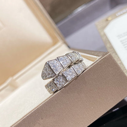 LUXEIFY SERPENTI RING SILVER DIAMOND PAVED
