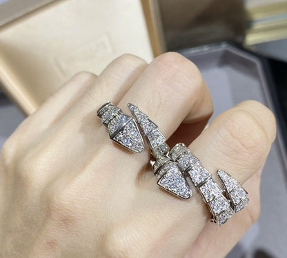 LUXEIFY SERPENTI LARGE RING SILVER DIAMOND PAVED