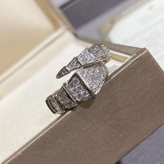 LUXEIFY SERPENTI LARGE RING SILVER DIAMOND PAVED