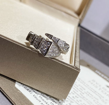 LUXEIFY SERPENTI LARGE RING SILVER DIAMOND PAVED
