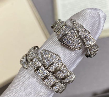 LUXEIFY SERPENTI LARGE RING SILVER DIAMOND PAVED