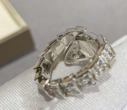 LUXEIFY SERPENTI LARGE RING SILVER DIAMOND PAVED