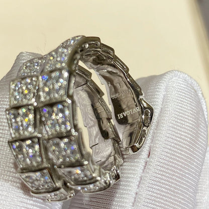 LUXEIFY SERPENTI DOUBLE RING SILVER DIAMOND PAVED