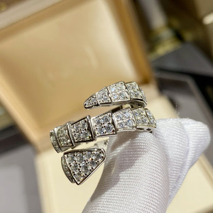 LUXEIFY SERPENTI DOUBLE RING SILVER DIAMOND PAVED