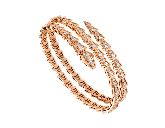 LUXEIFY SERPENTI BRACELET PINK GOLD DIAMOND DOUBLE ROW