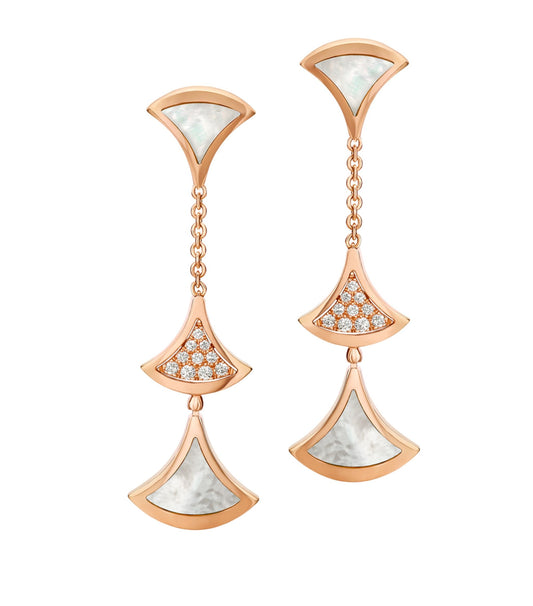 LUXEIFY DREAM EARRINGS 3 MOTIFS DIAMOND MOP PINK GOLD
