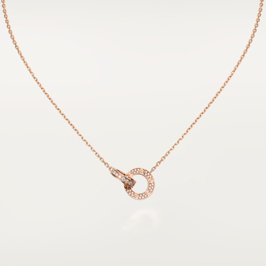 LUXEIFY LOVE 7.6MM NECKLACE ROSE GOLD AND SILVER  FULL DIAMOND
