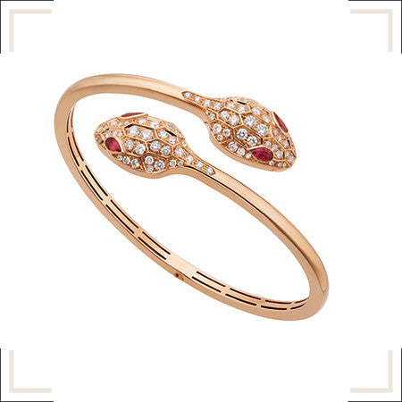 LUXEIFY SERPENTI BRACELET PINK GOLD DIAMOND DOUBLE SNAKE