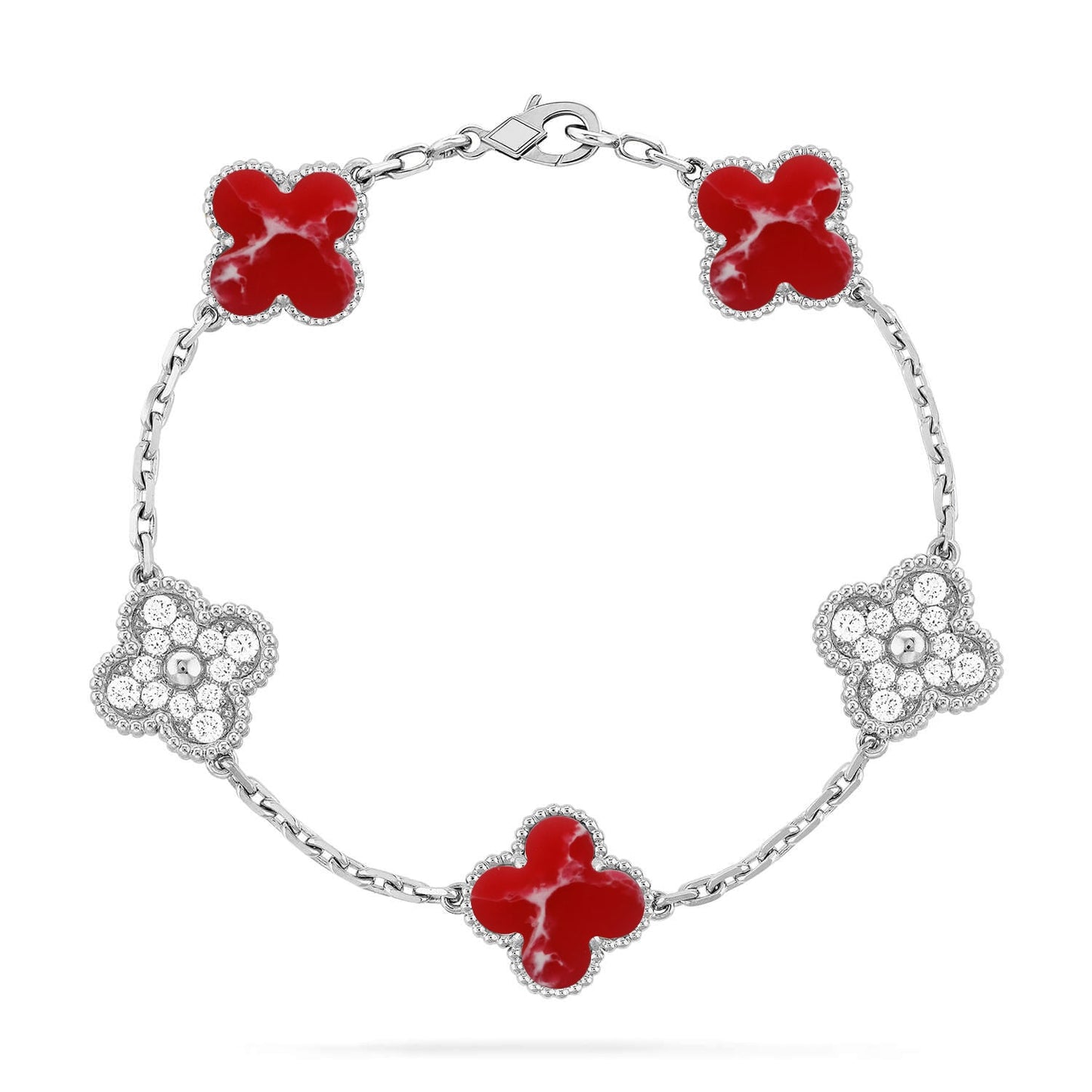 CLOVER 5 MOTIF RED PATTERN BRACELET COLLECTION