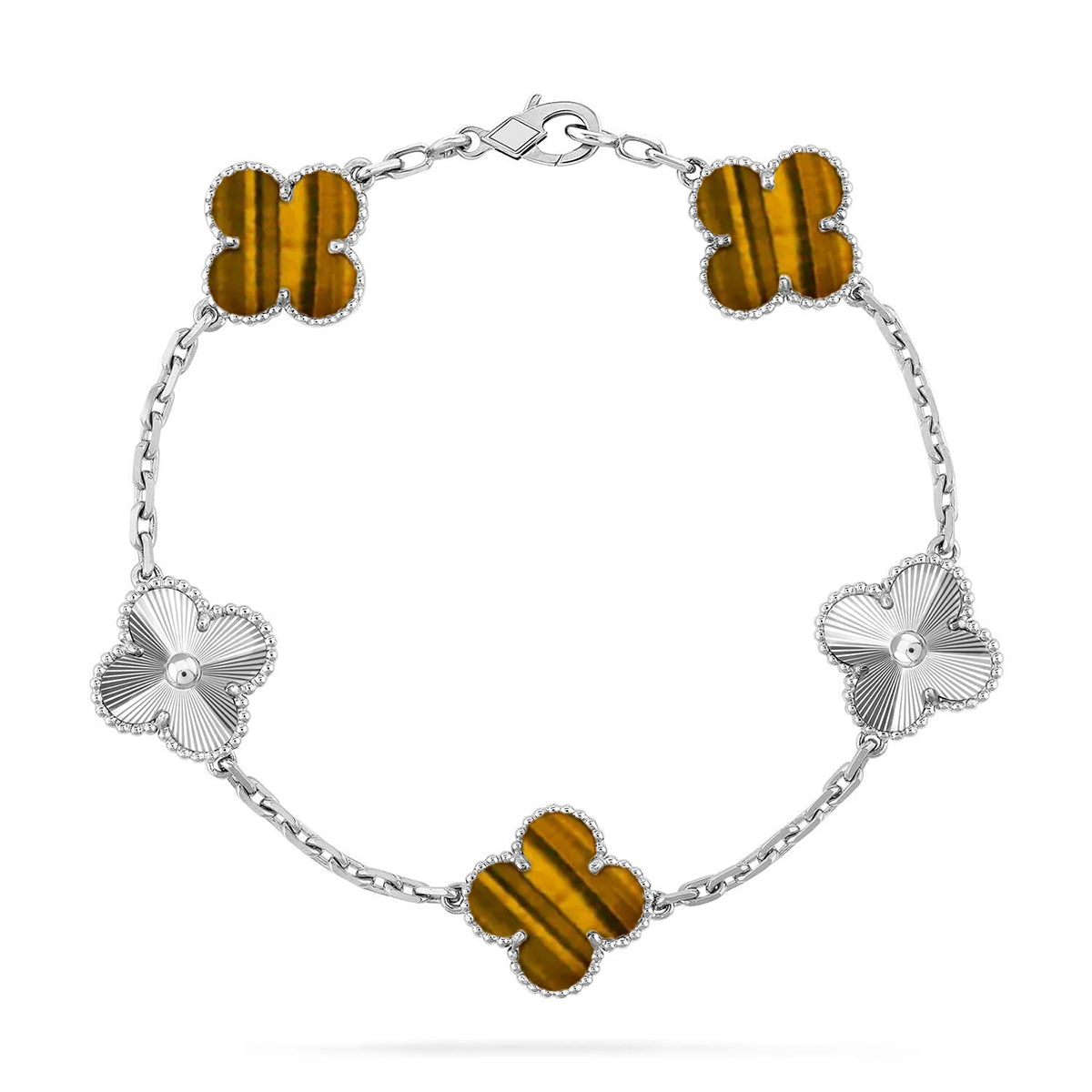 CLOVER 5 MOTIFS TIGER EYE BRACELET COLLECTION