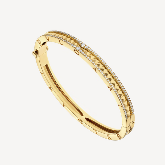 LUXEIFY ZERO 1 SPIRAL AND PAVED DIAMOND GOLD BRACELET