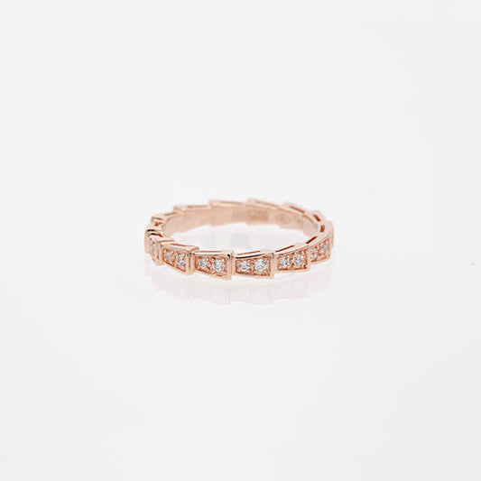 LUXEIFY SERPENTI RING PINK GOLD DIAMOND PAVED 3MM