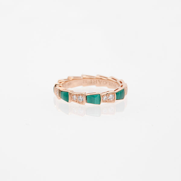 ANILLO LUXEIFY SERPENTI ORO ROSA MALAQUITA DIAMANTE 3MM