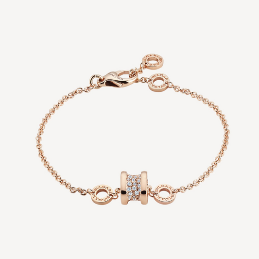 LUXEIFY ZERO 1 SOFT PINK GOLD WITH PAVED DIAMONDS ON THE SPIRAL BRACELET