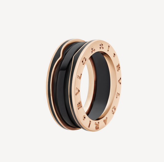 LUXEIFY ZERO 1 TWO-BAND WITH MATTE BLACK CERAMIC PINK GOLD RING