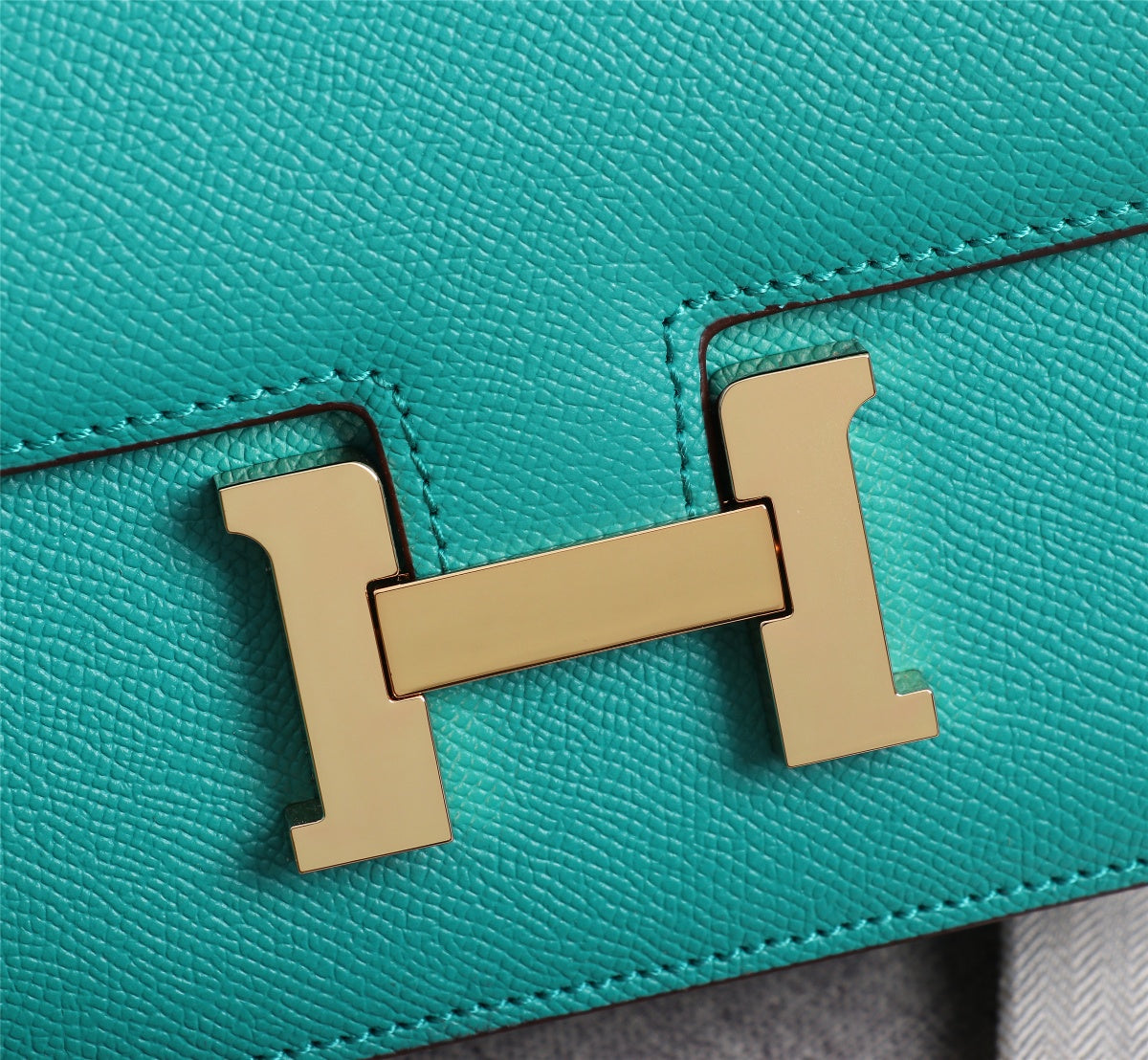HM CONSTANCE BAG 19 TURQUOISE EPSOM GOLD HARDWARE